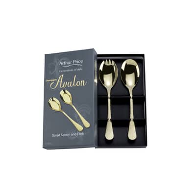 Arthur Price Champagne Avalon Boxed Salad Serving Spoon And Fork