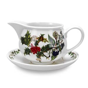 Portmeirion Holly and Ivy Christmas Gravy Boat And Stand