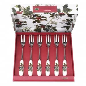Portmeirion Holly and Ivy Christmas Pastry Fork Set Of 6