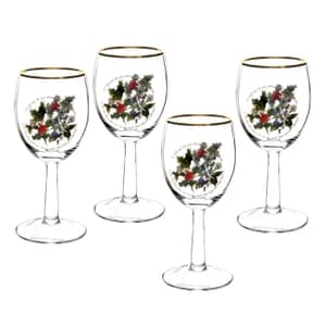 Portmeirion Christmas Holly and Ivy Christmas Wine Glass Set Of 4