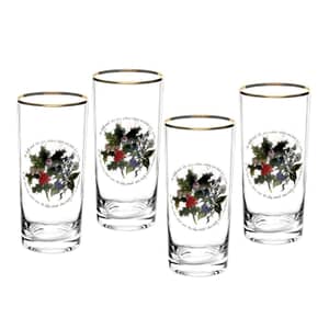 Portmeirion Holly and Ivy Christmas Hi-ball Glass Set Of 4