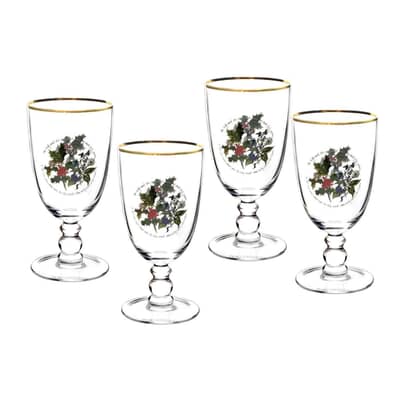 Portmeirion Holly and Ivy - Goblet Set Of 4