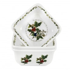 Portmeirion Holly and Ivy - Square Mini Dishes Set Of 3