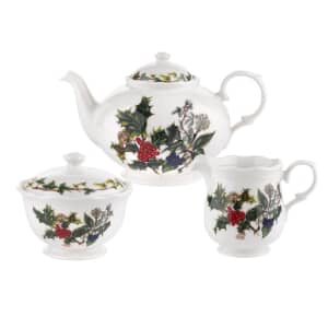 Portmeirion Holly and Ivy Christmas 3 Piece Tea Set
