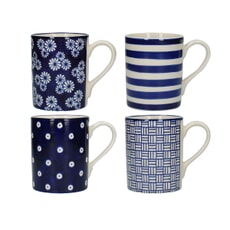 London Pottery Set Of 4 Mugs Straight Blue