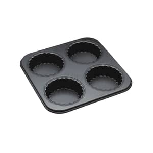 MasterClass Non-Stick Four Hole Loose Base Fluted Mini Tartlet Pan