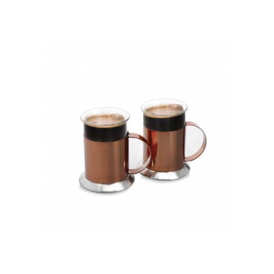 La Cafetiere Set Of 2 Copper Glass Cups