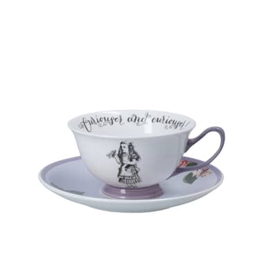 Mikasa and the VA Alice In Wonderland Bone China Tea Cup and Saucer 140ml