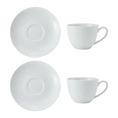 Mikasa Chalk Set of 2 Porcelain Cappuccino Cups and Saucers 310ml