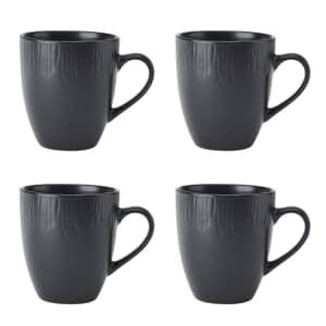 Mikasa Jardin Midnight 4-Piece Stoneware Mug Set 420ml Black