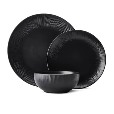 Mikasa Jardin Midnight 12-Piece Stoneware Dinner Set Black