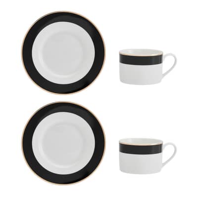 Mikasa Luxe Deco 2-Piece China Tea Cup and Saucer Set 200ml