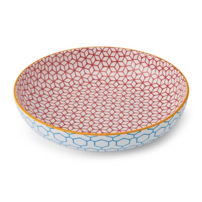 Mikasa Blue Geometric Stoneware Bowl 21 cm
