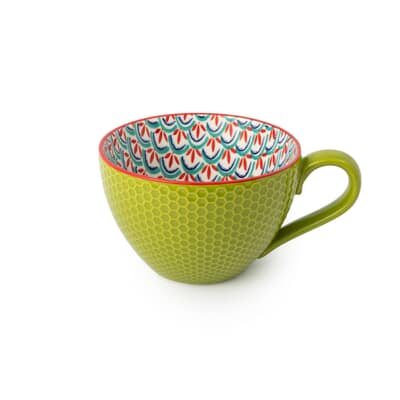 Mikasa Green and Blue Geometric Stoneware Mug 330ml