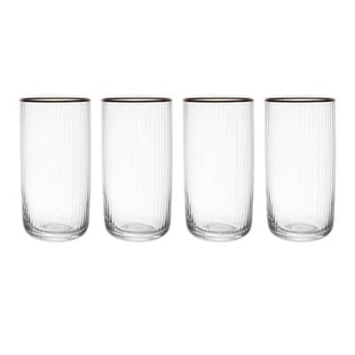Mikasa Sorrento Ridged Crystal Highball Glasses Set of 4 510ml