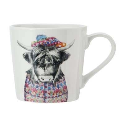 Mikasa Tipperleyhill Highland Cow Print Porcelain Mug 380ml