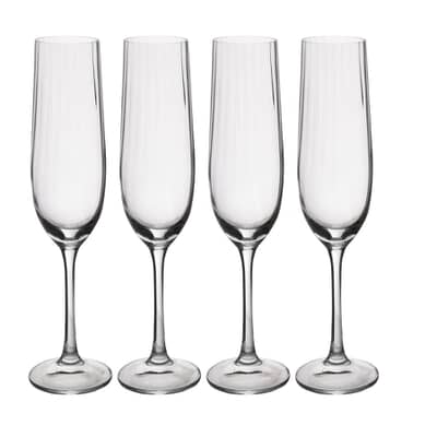 Mikasa Treviso 4-Piece Crystal Flute Glass Set 190ml