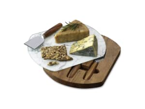 Simply Home By IC Innovations Oval Rotating Cheese Board Set With Knives