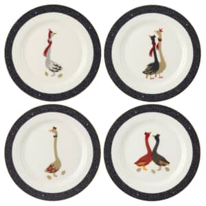 Sara Miller Geese Christmas Collection - Cake Plates Set Of 4