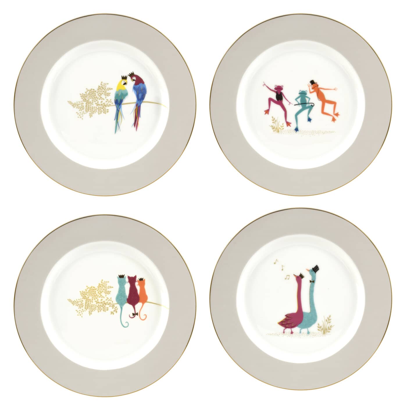 Sara Miller Piccadilly Cake Plates Set Of 4 (SMPB78987XG)