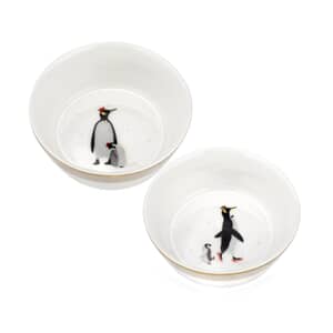 Sara Miller Penguin Christmas Collection - 4 Inch Bowl Set Of 2