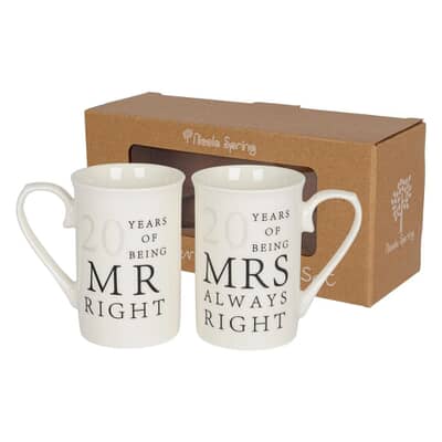 Nicola Spring 20th Anniversary New Bone China Mug Set - 300ml