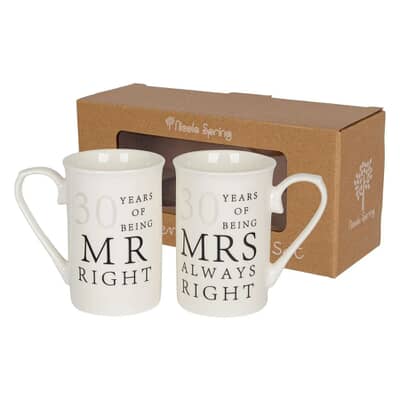 Nicola Spring 30th Anniversary New Bone China Mug Set - 300ml