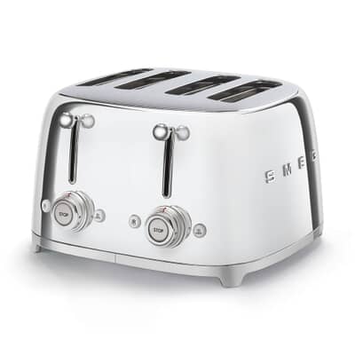 Smeg 50s Retro 4 Slice Toaster Polished Stainless Steel