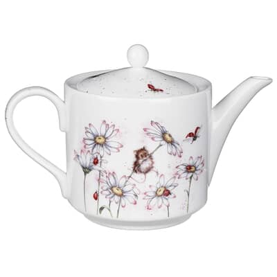 Wrendale 2 Pint Teapot Mouse And Flower