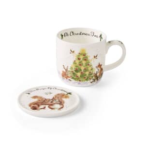 Wrendale Christmas Oh Xmas Tree Mug And Coaster Set