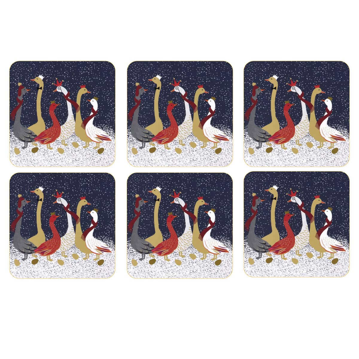 Coasters Set Of 6 Sara Miller Geese Christmas Collection X0010268946 