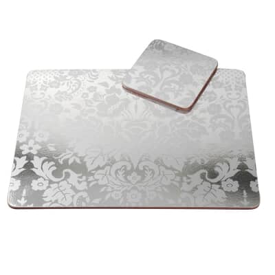 Portmeirion Pimpernel - Damask Silver Placemats Set Of 4