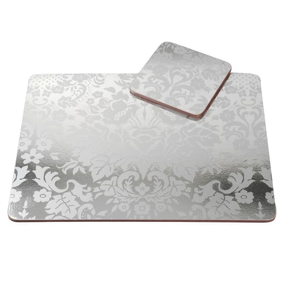 Portmeirion Pimpernel Damask Silver Placemats Set Of 4