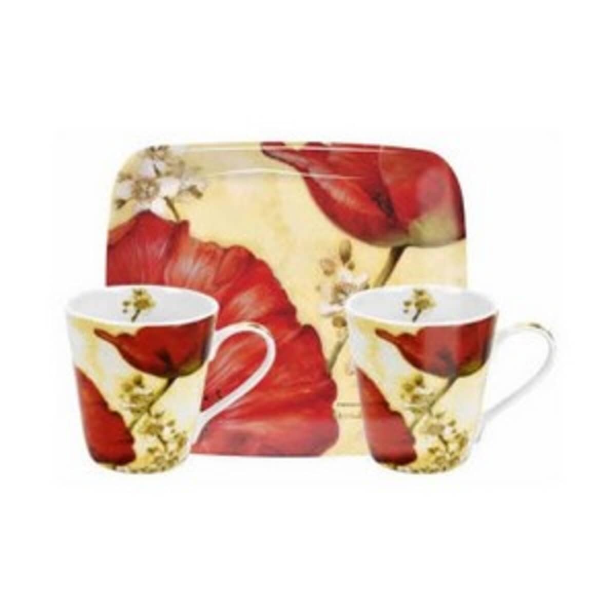 Portmeirion Pimpernel Poppy De Villeneuve Mug And Tray Set