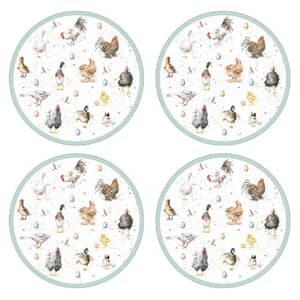 Wrendale Farmyard Feathers Round Placemats Set Of 4