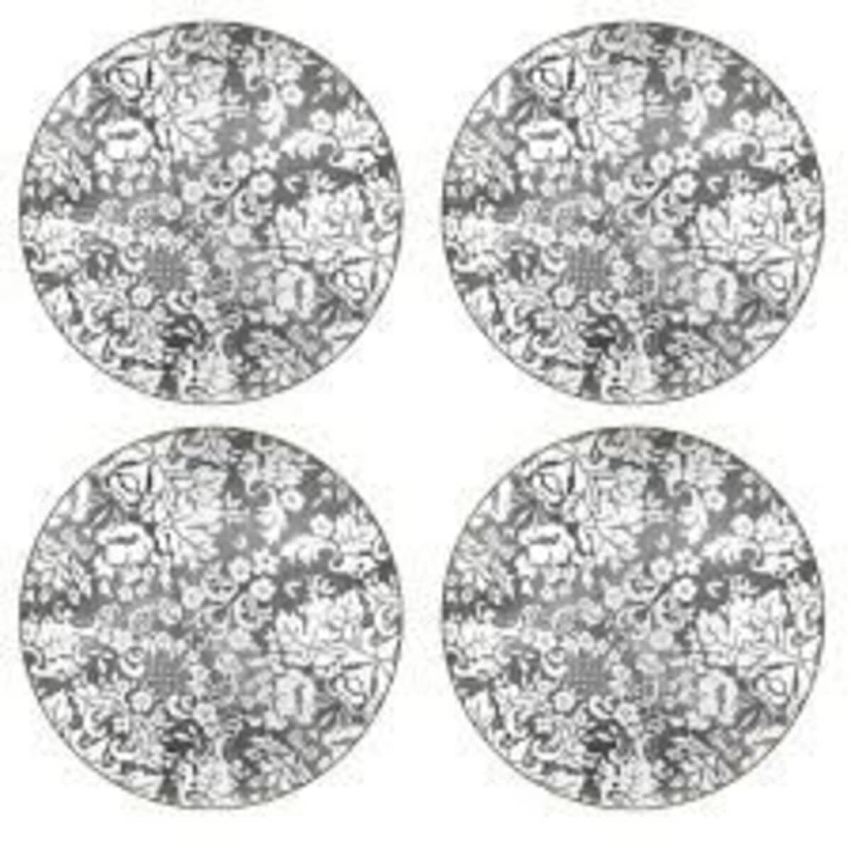 Portmeirion Pimpernel Damask Silver Round Placemats Set Of 4