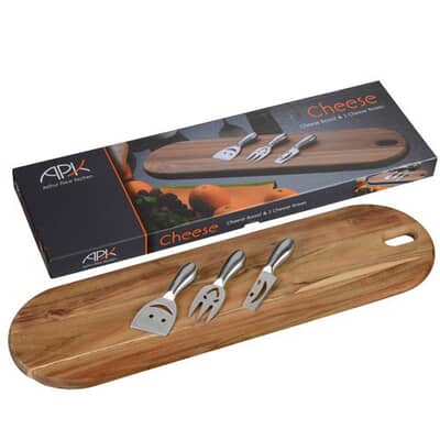 Arthur Price Kitchen Rectangular Cheese Board And 3 Smiley Knives