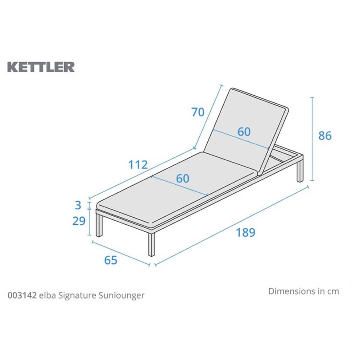 Kettler elba Signature Lounger inc Cushion Grey - (003142-0200 ...