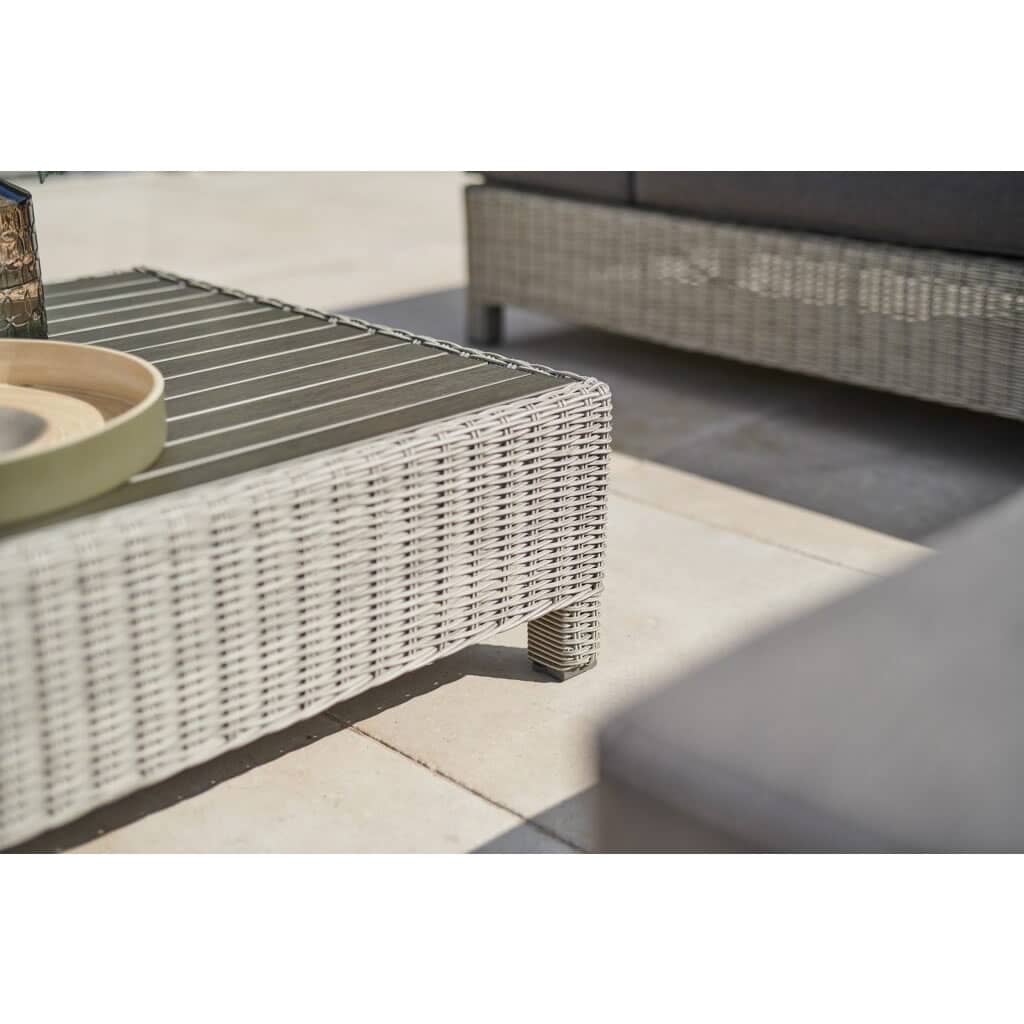 Kettler Palma - Low Lounge Set Whitewash with grey taupe cushions