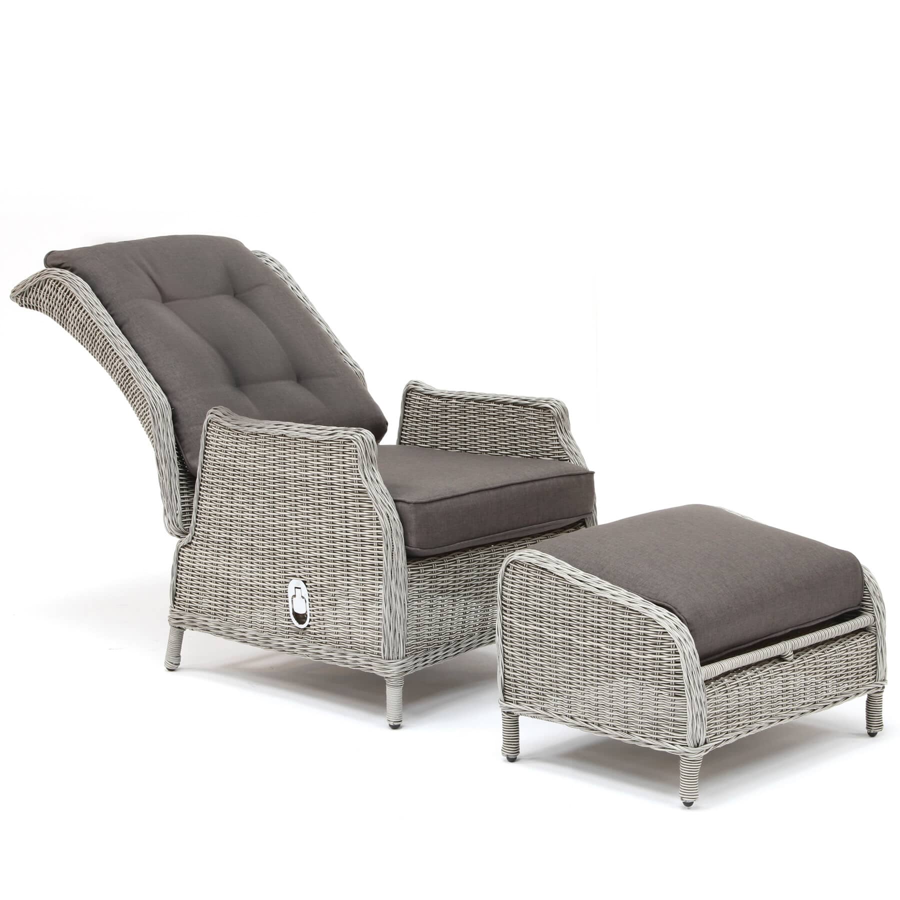 Kettler Classic Recliner And Footstool In White Wash With Taupe