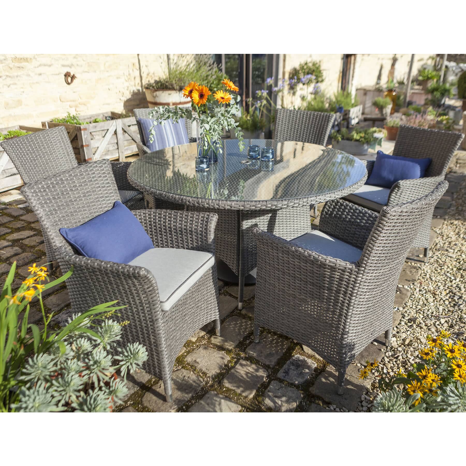 Hartman Appleton 6 Seat Round Table Set with Lazy Susan ...