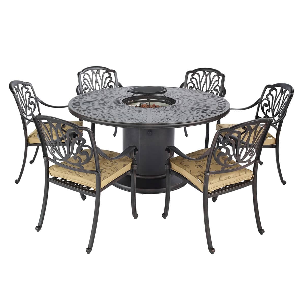 Hartman Amalfi 6 Seat Gas Firepit/Grilling Set (HAMSET01) Garden