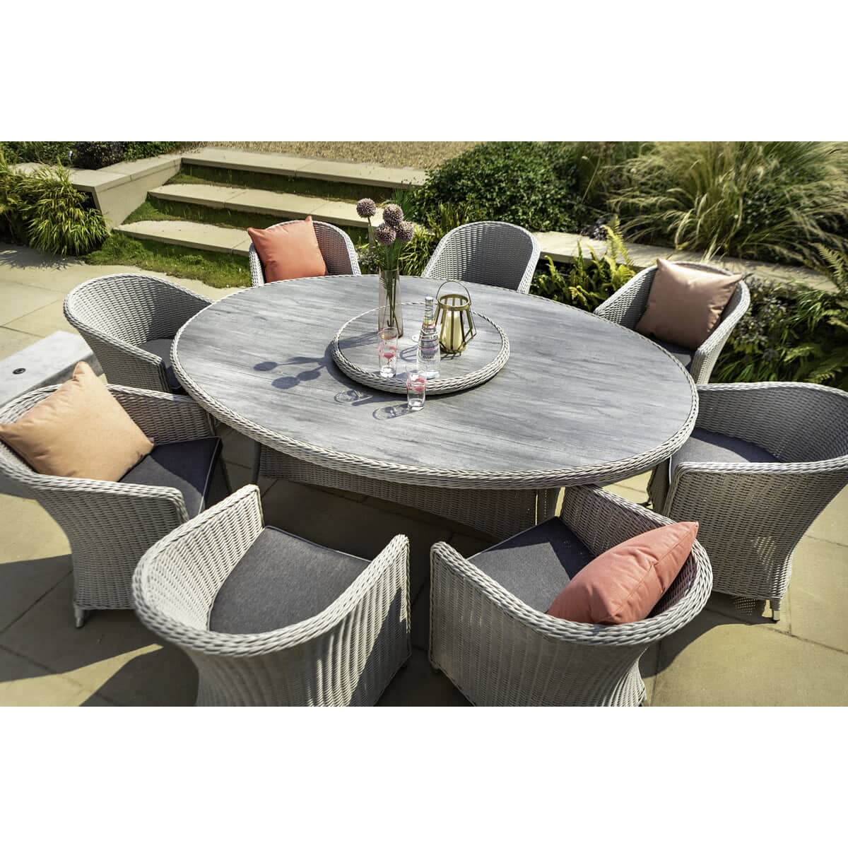 Hartman Henley 8 Seat Eliptical Set with Lazy Susan - (HHENSET4