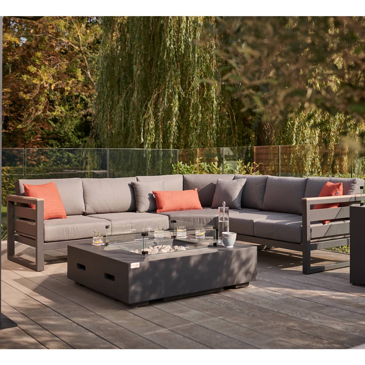 Kettler Elba Grande Corner Set with Kalos Fire Pit Table (KELGRANLOSET2) Garden Furniture World
