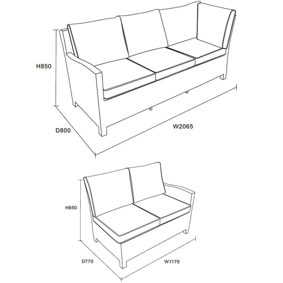 Kettler Palma Mini Corner Sofas White Wash NO TABLE (KPALMI04