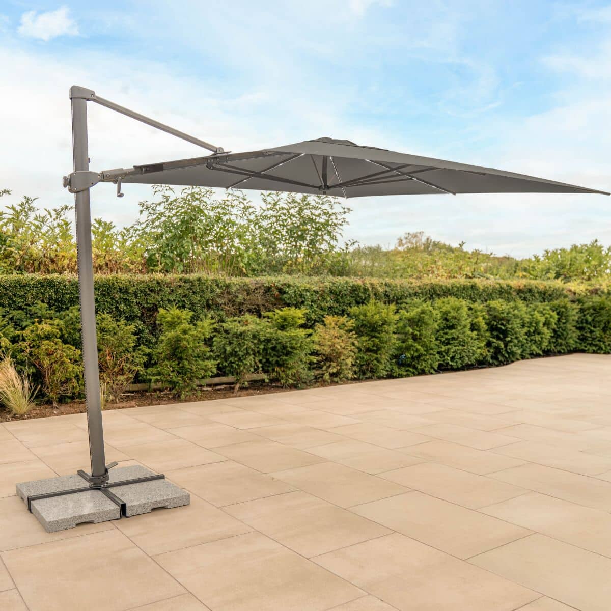 Kettler Orion 3X3M Square Taupe Canopy Led Cantilever Parasol With