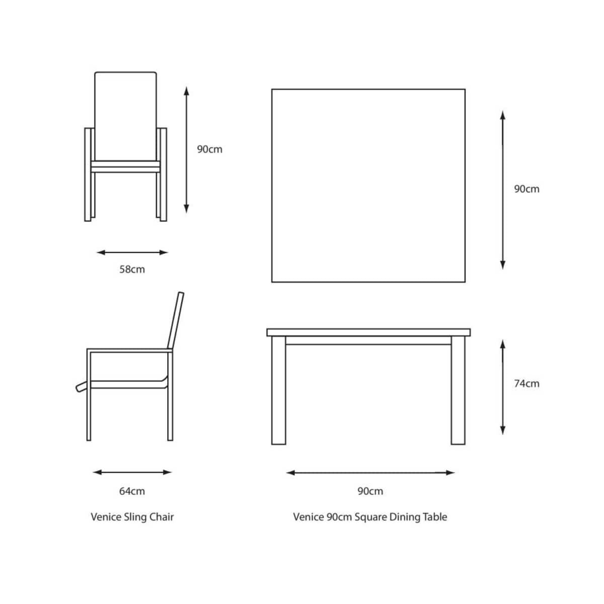 LG Outdoor Venice 4 Seat Dining Set with Stacking Armchair and 2.5m