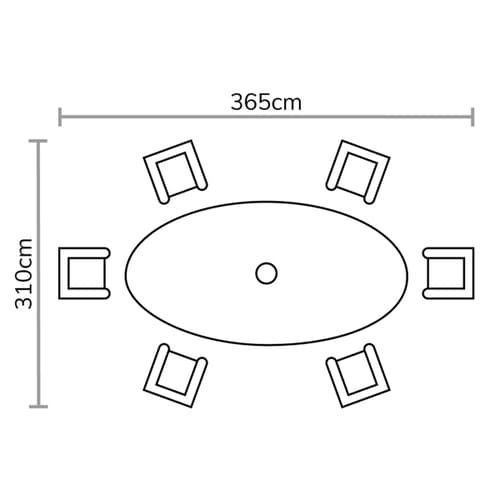 Bramblecrest Monterey 175 x 120cm Elliptical Table with 6 Armchairs and ...