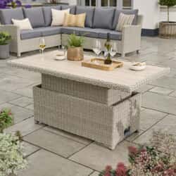 Kettler Palma Signature Wood Effect High/LowTable Whitewash