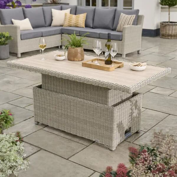 Kettler Palma Signature Wood Effect High/LowTable Whitewash
